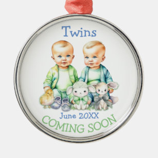 Soon To Be Twins Coming Soon Announcement Metal Tree Decoration