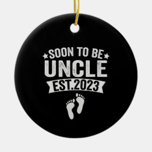 Soon To Be Uncle 2023 Funny New Born Baby Gift Ceramic Tree Decoration