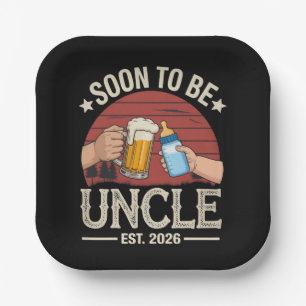 Soon To Be Uncle 2026 Retro Pregnancy Announcement Paper Plate