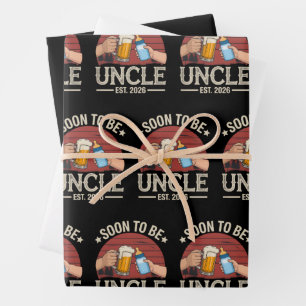 Soon To Be Uncle 2026 Retro Pregnancy Announcement Wrapping Paper Sheet