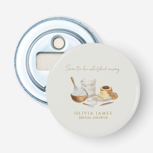 Soon to be whisked away bridal shower bottle opener (Front)