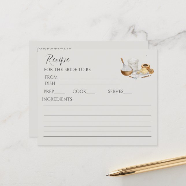 Soon to be whisked away bridal shower recipe card (Front/Back In Situ)