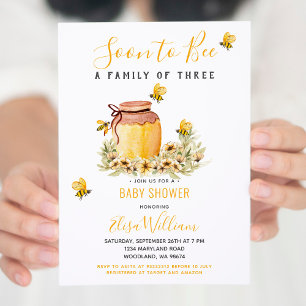 Soon to Bee a Family of 3 Baby Shower  Invitation