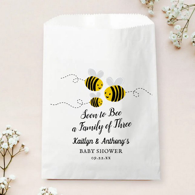 Soon To Bee A Family Of Three | Baby Shower Favour Bags (Creator Uploaded)