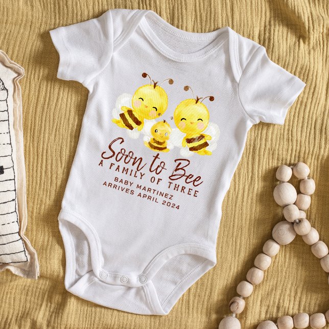 Soon to Bee Family of Three Pregnancy Announcement Baby Bodysuit (Creator Uploaded)