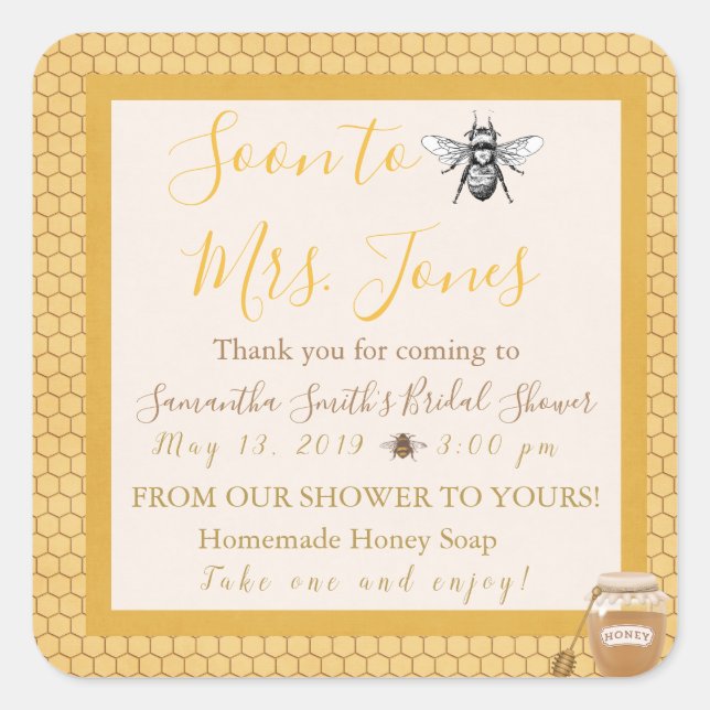 Soon To Bee - Wedding Favour Labels (Front)