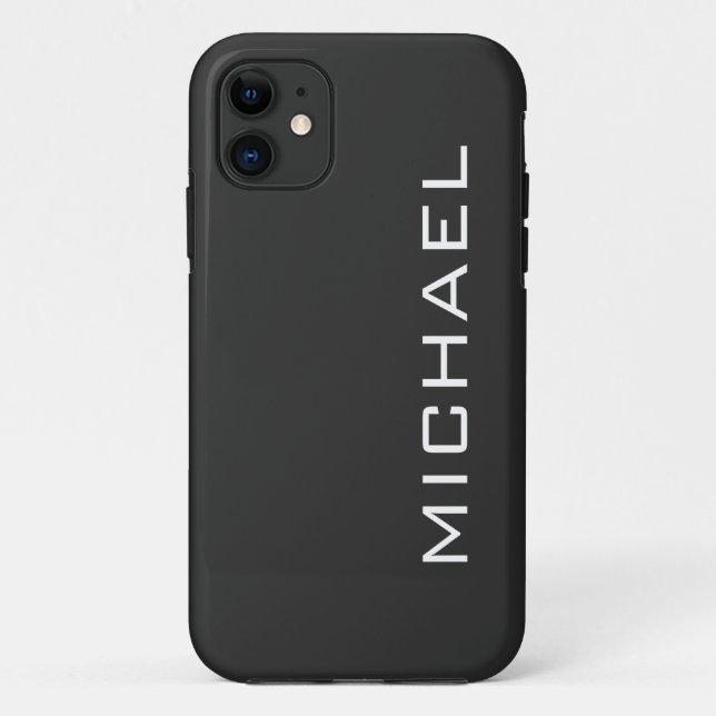 Soot Black Solid Colour | Minimalist Name Case-Mate iPhone Case (Back)