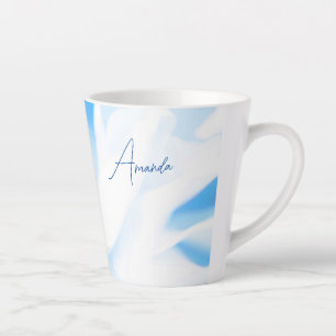 Soothing Blue Floral Print Small Latte Mug