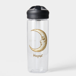 Soothing Crescent Moon Custom Name Water Bottle