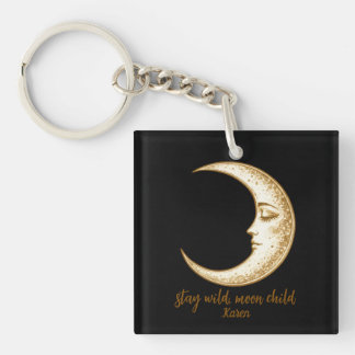 Soothing Crescent Moon Stay Wild, Moon Child Key Ring