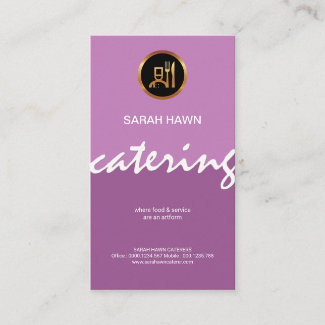 Soothing Elegant Purple Shades Catering Service Business Card (Front)