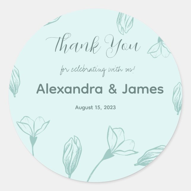 Soothing Mint Botanical Weeding  Classic Round Sticker (Front)