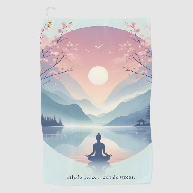 Soothing Nature Meditation Art Golf Towel (Front)