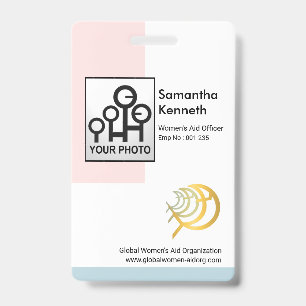 Soothing Pastel Columns Photo Template Women ID Badge