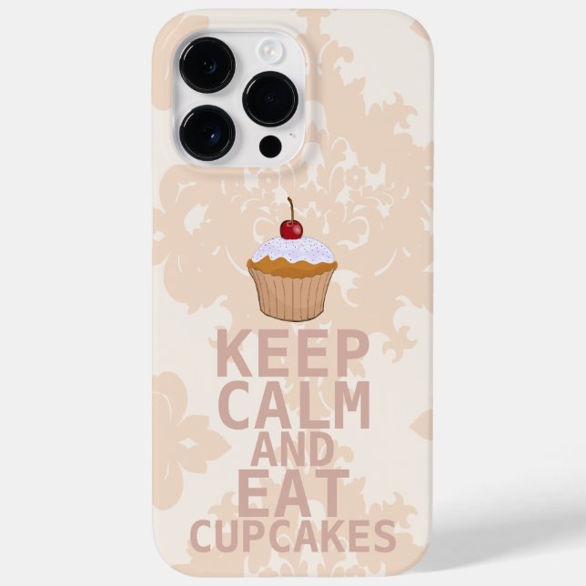 Soothing Peachy Damask KEEP CALM AND Eat Cupcakes Case-Mate iPhone Case (Back)