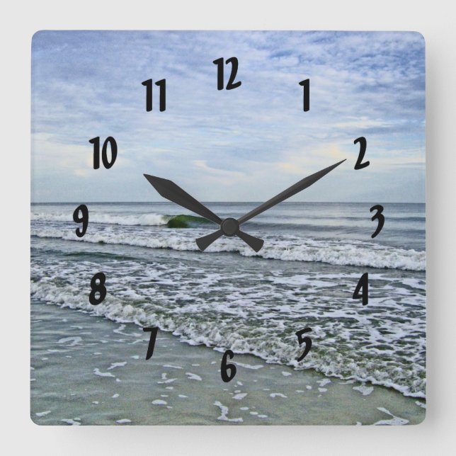 Soothing Tides Along Carolinas Seashore Square Wall Clock (Front)