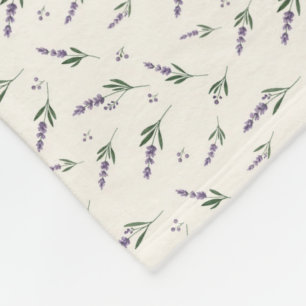 Soothing Watercolor Lavender and Winter Berry Fleece Blanket