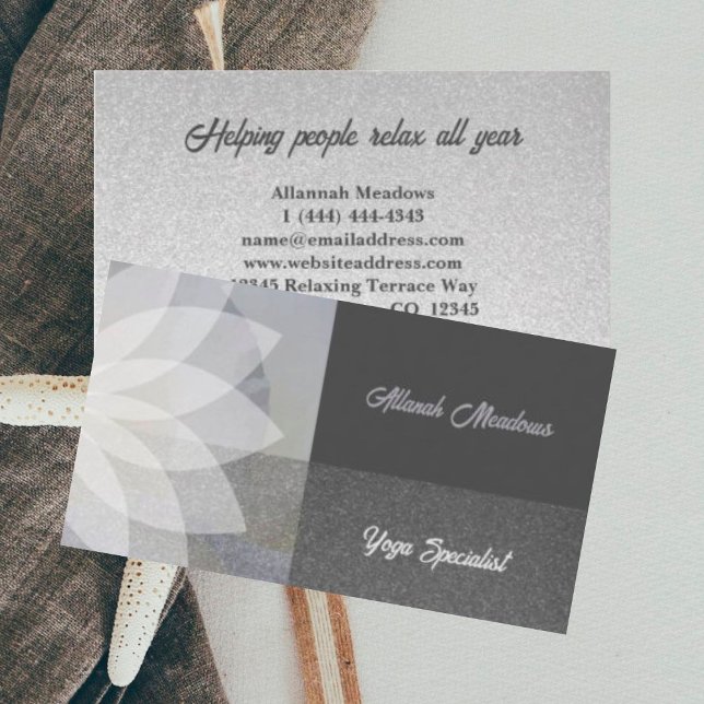Soothing White Lotus Yoga Meditation Business Card (Creator Uploaded)