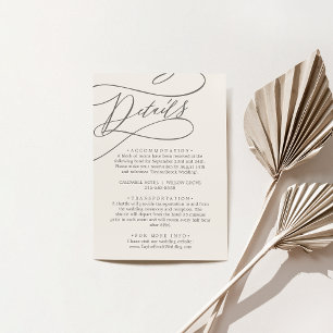 SOPHIA Beige Cream Elegant Classic Wedding Details Enclosure Card