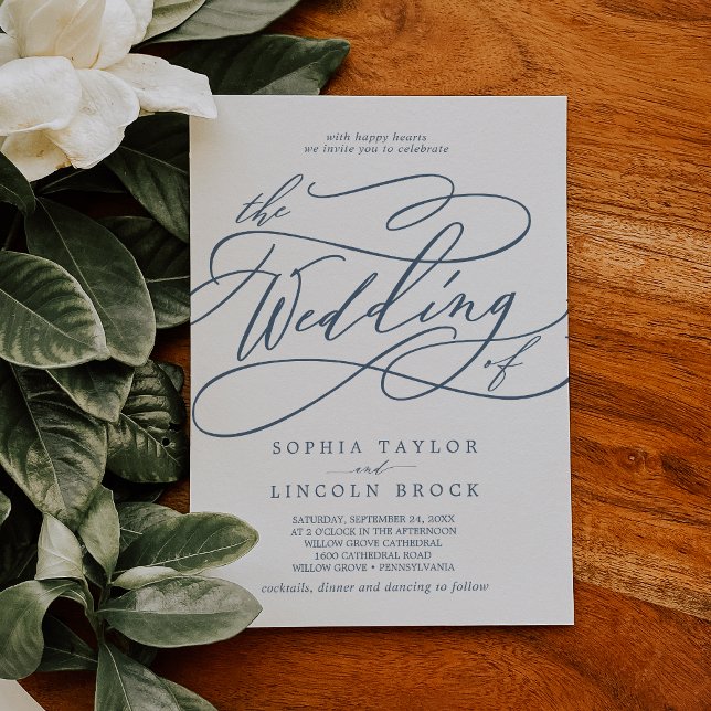 SOPHIA Blue White Modern Classic Elegant Wedding Invitation (SOPHIA Blue White Modern Classic Elegant Wedding Invitation)