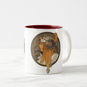 Sophia by Alphonse Mucha Two-Tone Coffee Mug