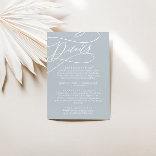 SOPHIA Coastal Blue Modern Elegant Wedding Details Enclosure Card