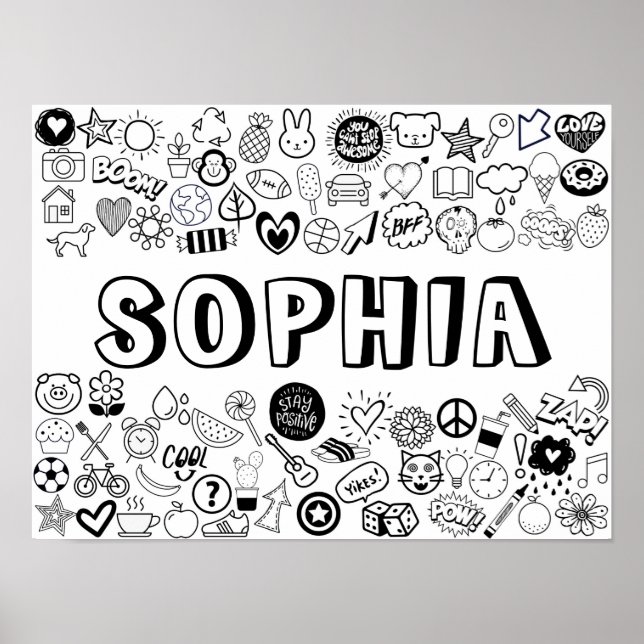 'SOPHIA' Colour-it-Yourself Outline Design Poster (Front)