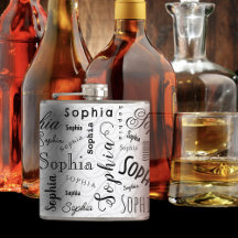 Sophia Custom Name Pattern Black White