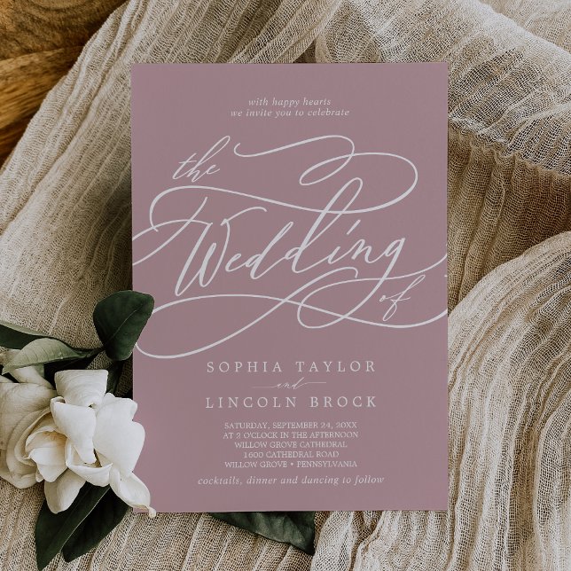 SOPHIA Dusty Rose Mauve Simple Modern Boho Wedding Invitation (SOPHIA Dusty Rose Mauve Simple Modern Boho Wedding Invitation)