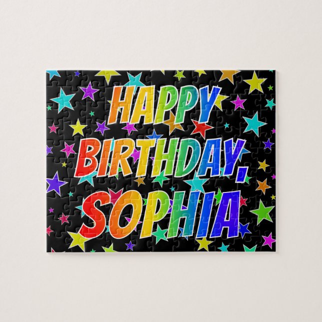 "SOPHIA" First Name, Fun "HAPPY BIRTHDAY" Jigsaw Puzzle (Horizontal)