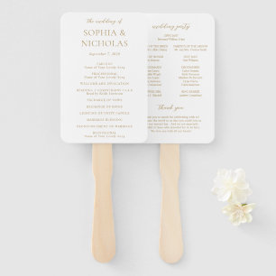Sophia Gold Modern Wedding Program Hand Fan