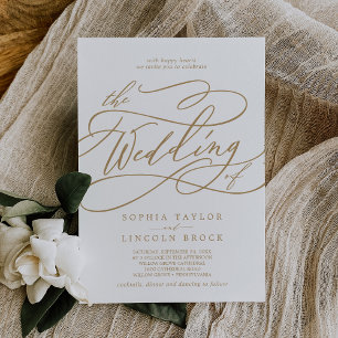 SOPHIA Gold White Modern Classic Elegant Wedding Invitation