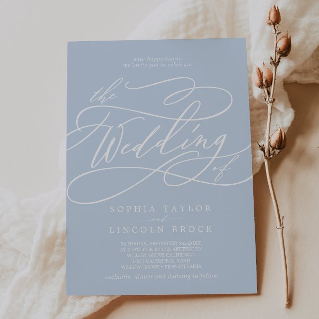 SOPHIA Light Baby Blue Chic Elegant Fancy Wedding Invitation (SOPHIA Light Baby Blue Chic Elegant Fancy Wedding Invitation)