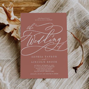 SOPHIA Minimal Rustic Autumn Terracotta Wedding Invitation