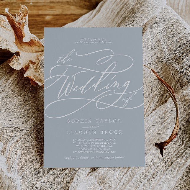 SOPHIA Minimalist Coastal Blue Elegant Wedding Invitation (SOPHIA Minimalist Coastal Blue Elegant Wedding Invitation)