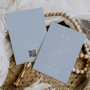 SOPHIA Modern Baby Blue All In One Wedding Invitation