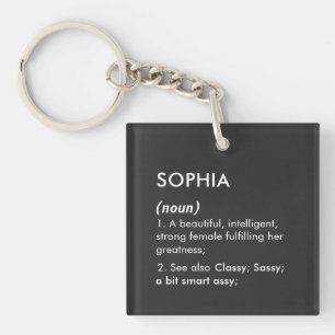 Sophia name, Editable name, Custom name Key Ring