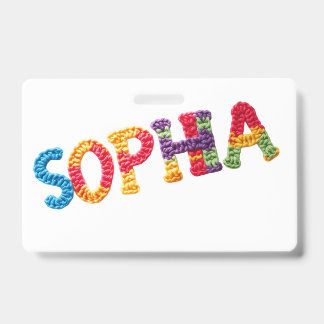 Sophia Name in Vibrant Crochet Pattern ID Badge