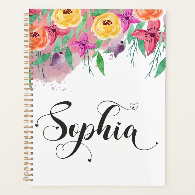 Sophia name sign Sophia floral Calligraphy Baby Planner (Front)