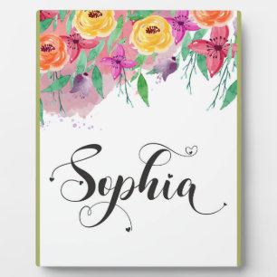 Sophia name sign Sophia floral Calligraphy Baby Plaque