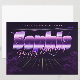 Sophia Name Vorname lila retro Karte Geburtstag Card