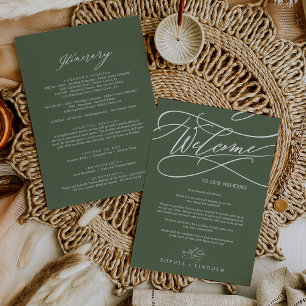 SOPHIA Olive Green Wedding Welcome and Itinerary
