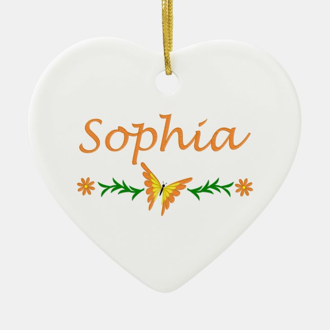 Sophia (Orange Butterfly) Ceramic Tree Decoration (Front)