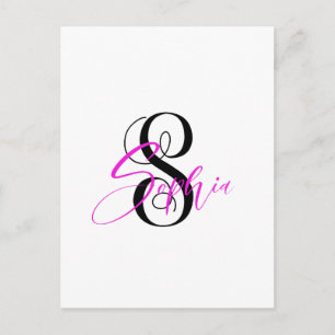 Sophia Personalised names Black pink gifts Postcard