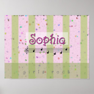 Sophia Pink Green Musical Name Poster