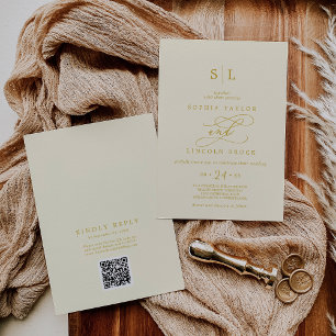 SOPHIA QR Code Butter Yellow All In One Wedding Invitation