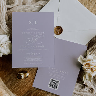 SOPHIA QR Code Lavender Purple All In One Wedding Invitation