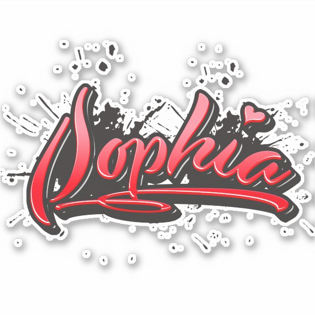 Sophia red Heart Graffiti Sticker (Front)
