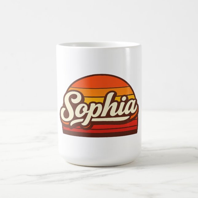 Sophia Retro Sunset Personalized Name Design Coffee Mug (Center)