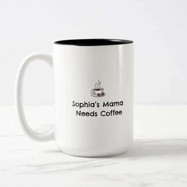 Sophia’s Mum | Custom Name Parent Gift Two-Tone Coffee Mug (Left)